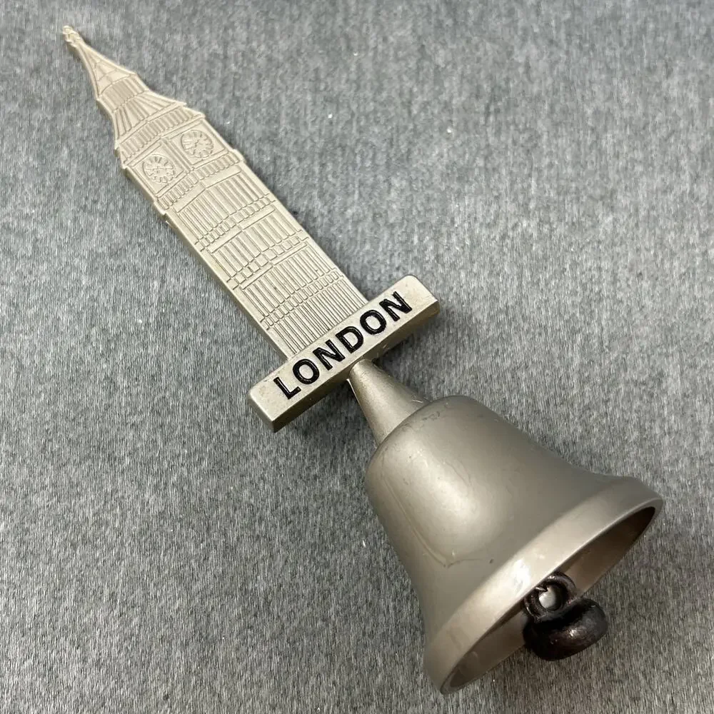 Old Big Ben London Souvenir Bell Pewter Finish 6” Tall Collectible UK